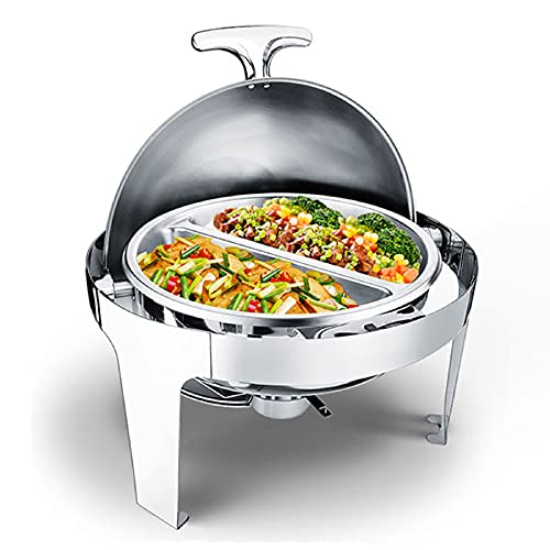 LXX 6L Speisenwärmer Glas mit Deckel Chafing Dish Behälter, Warmhaltebehälter Essen Roll-top Buffetwärmer Stövchen für…