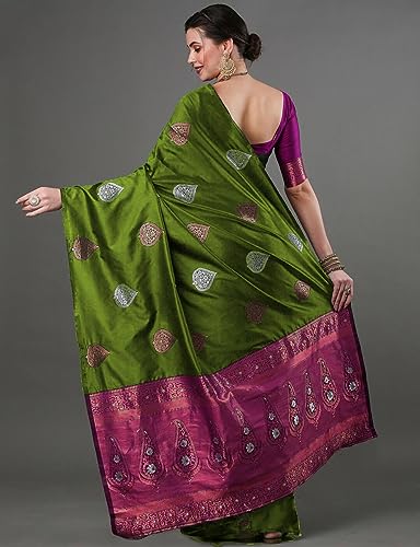 Image of Flosive Women's Mix Color Kanjivaram Silk Saree With Blouse