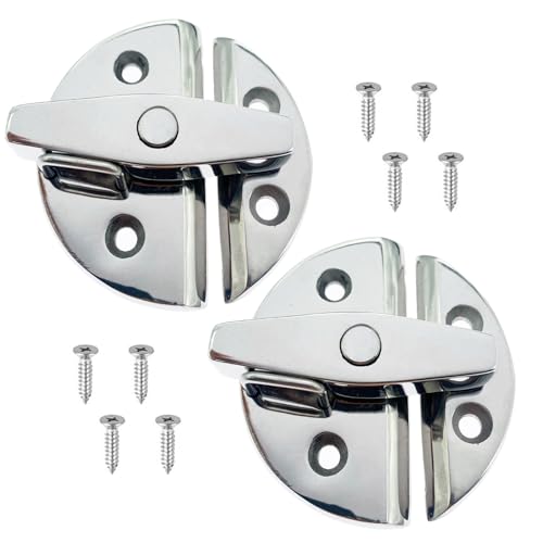 LEQMG Marine Stainless Steel Boat Door Hatch Round Turn Button Twist Catch Latch Hardware Accessories(2 Pcs)