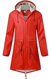 Schick und Funktional: Wasserdicht Damen Regenmantel hat einen modischen Look, der für die Figur der Frau entworfen wurde und genuge Länge hat, um Regenwasser zu verhindern. Diese Regenjacke kann mit jedem Outfit getragen und gehört zu jeder Garderobe!