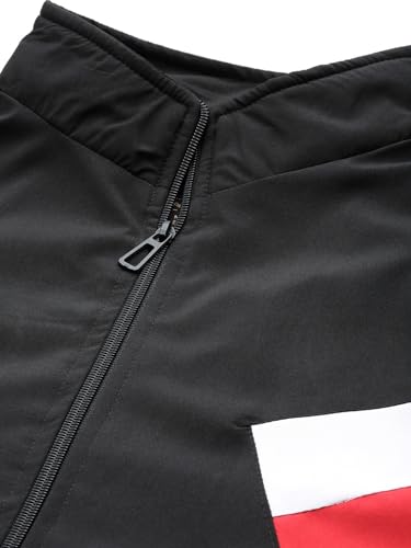 Image of ADBUCKS Men's Color Blocks Windcheater Standard Length Winter Jacket With Fur Inside For Outdoor