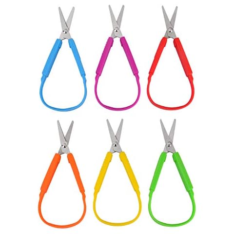 Special Supplies Mini Loop Scissors for Children and Teens and 5.5" Inches (6-Pack) Colorful Looped, Adaptive Design, Right and Lefty Support, Small, Easy-Open Squeeze Handles, For Special Needs Cover