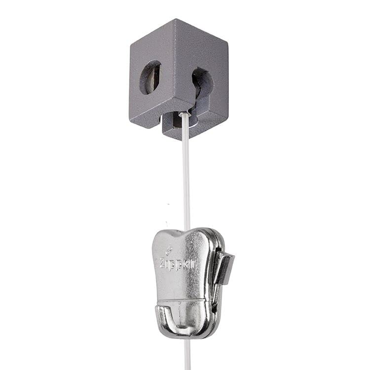 Image of STAS qubic with Clear Cable Glider 98.43 inch + STAS Zipper Hook - Single Point Hanging System for wall or Ceiling