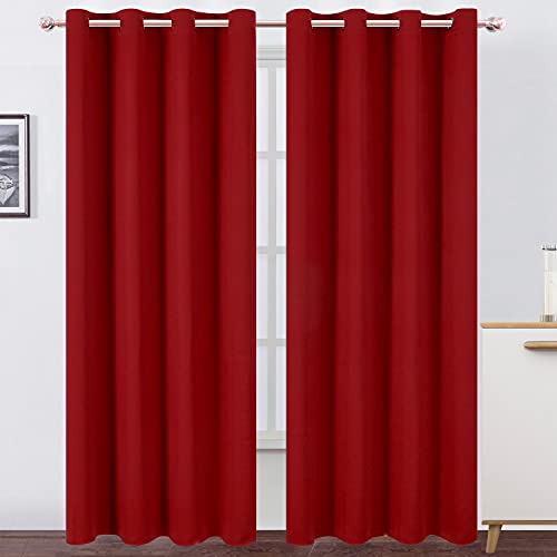 Image of LEMOMO Red Thermal Blackout Curtains /52 x 108 Inch /Set of 2 Panels Room Darkening Curtains for Bedroom
