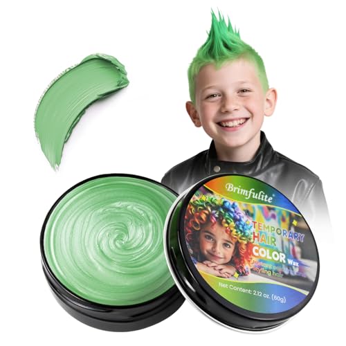 BRIMFULITE Green Hair Wax, Temporary Hair Color Wax, Nourishing & Washable Hair Color for Kids,...
