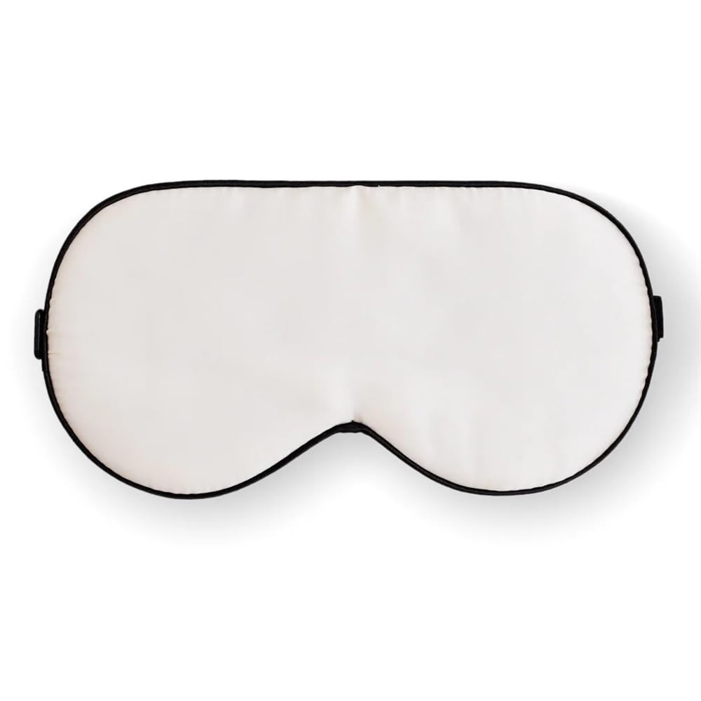 Mascherina per occhi in seta di gelso, per adulti, morbida, liscia, con fascia elastica per dormire, 2 pezzi, beige