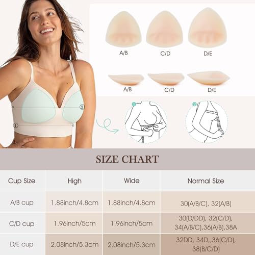 Vollence Silicone Bra Pad Inserts,Bra Cups Inserts,Slightly Breast Enhancers Inserts Push up for Sports Bra or Bikini Tops Bra