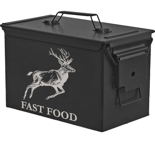 MIP Steel Ammo Can Storage Box Ammunition Case Gift Fast Food Hunting Hunter Deer Dad Funny (Black, 50 Cal)