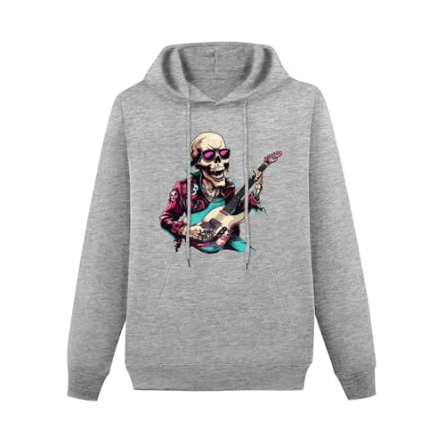 Skeleton Rock And Roll Unisex Casual Hoodies Long Sleeve Lightweight Pullover Tops Loose Sweatshirt with Pocket3