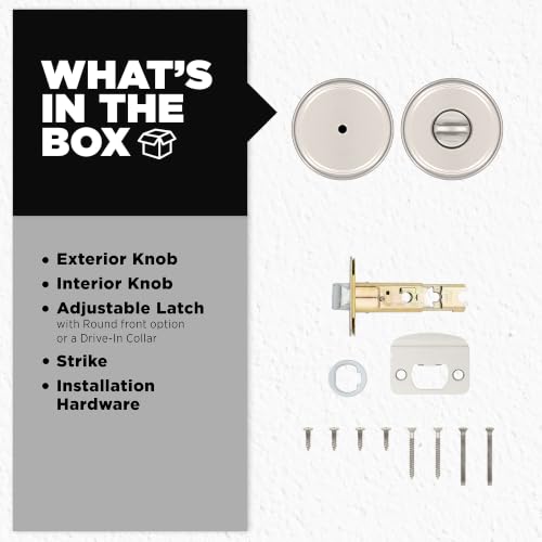 Image of Kwikset Maven Privacy Door Knob for Bedroom and Bathroom, Satin Nickel