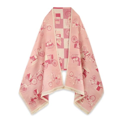 EXTREE Scarfs for Women Pashmina Silky Shawl Wrap for Evening Dressing Blanket Open Front Poncho Cape Abk-pink