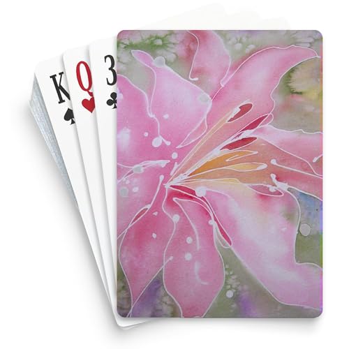 Naipes de poker estándar con diseño floral rosa