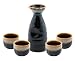 Happy Sales HSSS-WFLBLK, Perfect 5 pc Japanese Design Ceramic Sake set, Waterfall