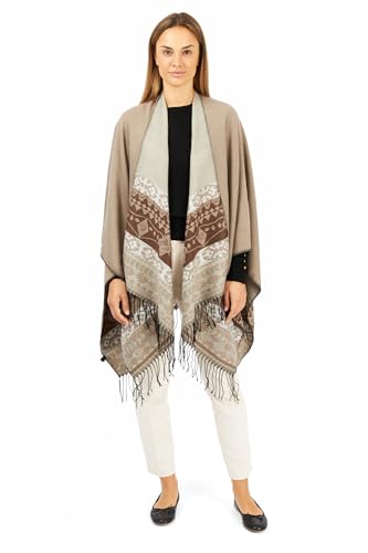 Image of Women's Shawl Wrap Poncho Ruana Cape Cardigan Sweater Open Front for Fall Winter Spring