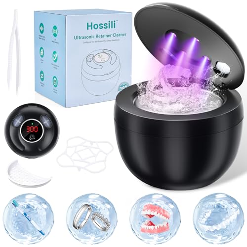 Image of Ultrasonic Retainer Cleaner Machine, 200ML Ultrasonic Cleaning Pod with 4 Modes, Digital Timer for Denture Cleaner, Aligners, Mouth Guards, Braces, Jewelry & Toothbrush Heads