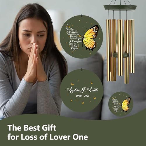 Image of ASTARIN Sympathy Wind Chimes for Loss of Loved Ones Dad Mom, Memorial Wind Chimes Customizable, in Memory of Mother /Father, Remembrance Gifts(Produced in Texas)
