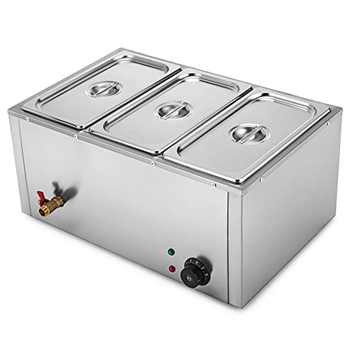 YIEOTM 3 pannen commerciële elektrische voedsel warme stoom, 3x4L pan Countertop Steamer roestvrij staal, 850W… - Afbeelding 8