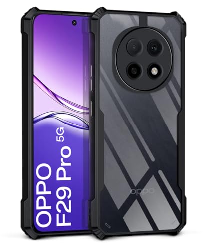 Image of WOW IMAGINE PC,Thermoplastic Polyurethane Shock Proof Clear Protective Back Case For Oppo F29 Pro 5G-Airedge Technology|360 Degree Camera Protection|Transparent Hybrid Back Case Mobile Cover-Black