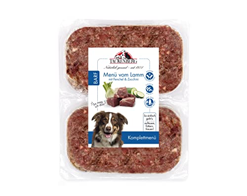 TACKENBERG Barf Menü mit Lammfleisch, Fenchel & Zucchini für Hunde- 14 x 500 g- leckeres Frostfleisch als Hundefutter in Premiumqualität- ohne Zuckerzusatz- Gefrierfutter