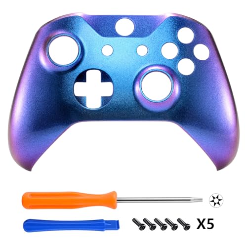 Image of eXtremeRate Purple and Blue Chameleon Front Housing Shell Faceplate for Xbox One X S Controller Model 1708 - Controller NOT Included