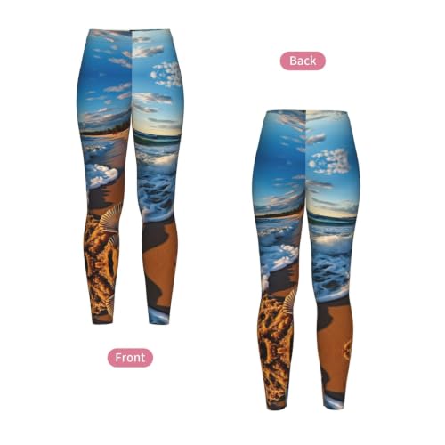 Leggings de compresión suave para mujer con estampado de olas de mar 4