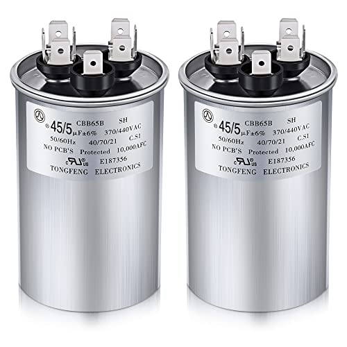 Frienda 2 Pcs 45/5 µF 45+5 MFD Dual Run AC Capacitor