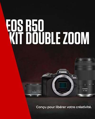 Appareil Photo Hybride Canon R50 – 24.2 MP, Kit avec Objectifs 18-45mm et 75-300mm - vue 3