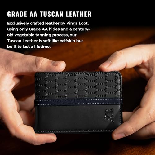 Image of Kings Loot Wallet for Men | Minimalist Slim RFID Blocking Leather Design with Cash Pocket & Card Pull Strap | Holds 1-12 Cards | Stylish & Durable Wallets | Supercar Collection (Midnight Sapphire)