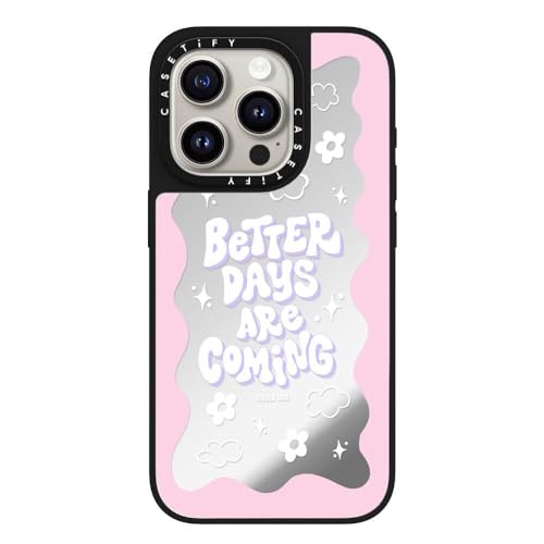 Coque miroir iPhone 15 Pro CASETiFY antichoc argent et noir compatible Magsafe