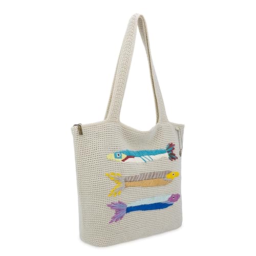 Image of The Sak Crafted Classics Tote Bag - Hand Crochet Women's Purse For Everyday, Travel, Beach Bag - Carryall Shoulder Bag Straps
