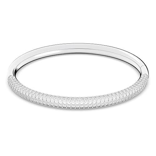 Swarovski Dextera Women's Bangle Bracelet, Small Bracelet with Clear Crystal Pavé on a Rhodium Plated Band with Hinge Closure