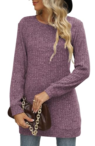Image of Sweaters for Women Long Sleeve Crewneck Sweatshirt Loose Casual Tunic Tops