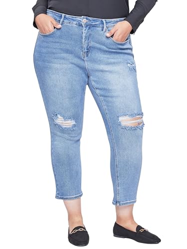 Royalty For Me Womens Women's Plus Size Sustainable Vintage Straight Ankle Jeans- Xp118070n