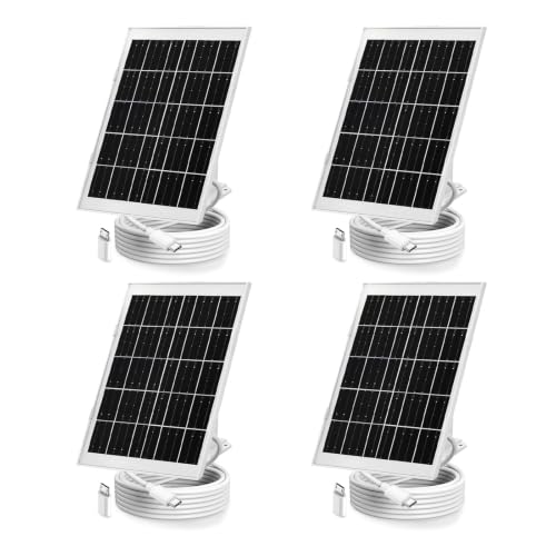 CYQAPC 4 Pack 5V 8W Solar Panel Charger for Arlo Essential 2K Outdoor 2nd Gen 3rd, Essential XL Camera 2nd Gen 3rd Solar Panel USB C Type C Camera, Micro USB Adapter, IP65 Waterproof
