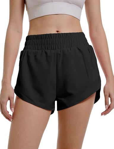 Buauty Womens Athletic Running Shorts with Zipper Pocket Workout Gym High Waisted Quick Dry Hiking Shorts with mesh Liner4