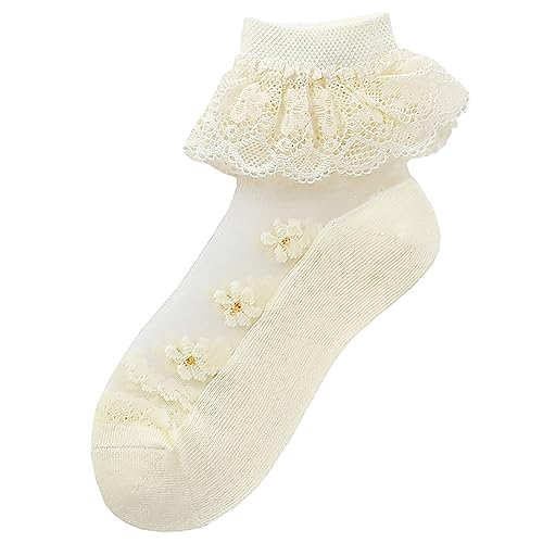 Kids Thick Winter Socks Floral Print Short Socks Mesh Breathable Lace Socks With Princess Shoes Size 12c Socks