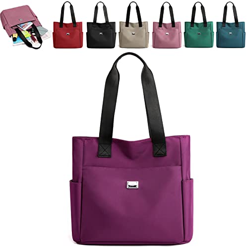 Symmetryup tote bag, Large Capacity Water Repellent Multi Pocket Nylon Shoulder Bag, Travel Crossbody Bags for Women