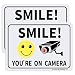 (2 Pack) Smile You're on Camera, Video Surveillance Sign, 10"x7" Rust Free Aluminum Metal,Warning Sign for CCTV Monitoring System by HISVISION.