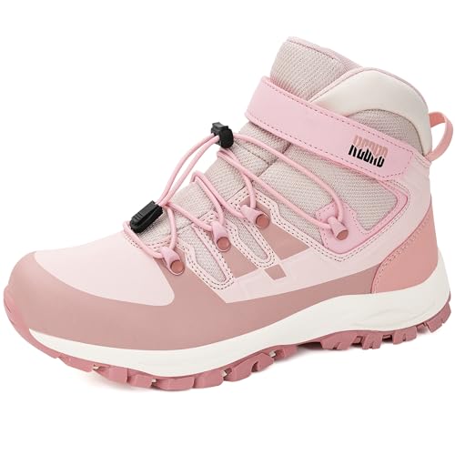 R CORD Hiking Boots Kids Hiking Shoes Girls Outdoor Adventure Trekking Shoes Anti-skid Sneakers Steel Buckle Durable Comfortable Pink 13 Little Kid