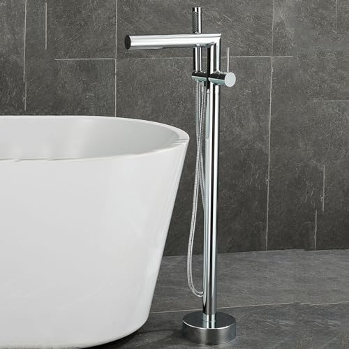 Robinet de baignoire îlot avec douchette 2 modes et rotation 360