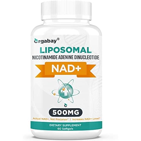 Orgabay Liposomal NAD+ Supplement 500 mg, High Absorption, Boost NAD+ with TMG 250 mg, Actual NAD Plus More Efficient Than Nicotinamide Riboside, Support Cellular Energy, Healthy Aging | 60 Softgels Cover