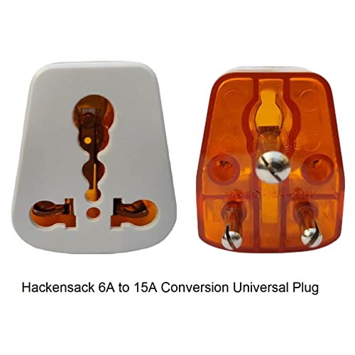 Image of Hackensack Smart Conversion Plug 6A to 15A (Polycarbonate) Heavy Duty Converts 6 Amp to 16Amp Current, 3 Pin Universal Socket 240V for All Types of International Plugs (White) (2)