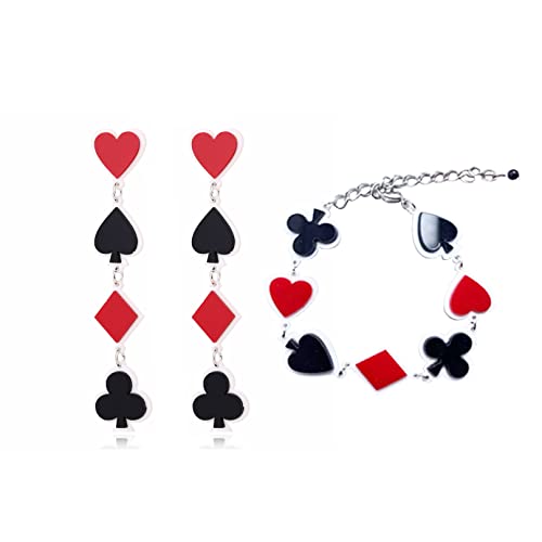 Creative Playing Cards Pattern Drop Earring Acrylic Hearts Poker Spade Earring for Women Gambling Casino Funny Jewelry Gift