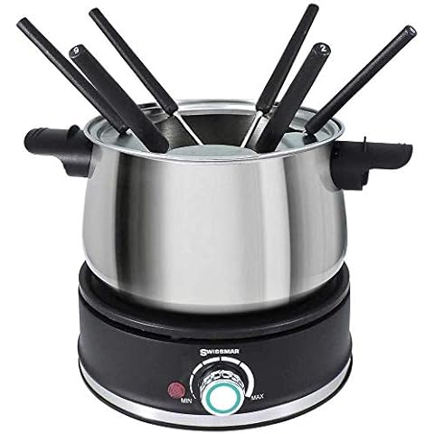 Swissmar Arolla 10 Pieces Stainless Steel Electric Fondue Set - Perfect Fondue Pot Electric Set for Cheese, Caramel, Chocolate, Oil, Broth & More - Gift Ideas for Wedding, House Warming, 2.1 Qt Cover
