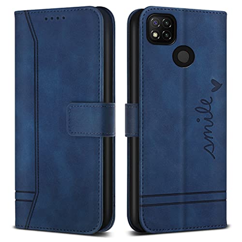 Bravoday Cover per Redmi 9C / Xiaomi Poco C3, Flip Custodia in Pelle PU Portafoglio Custodia per Redmi 9C / Xiaomi Poco C3, con Slot per Schede, Blu