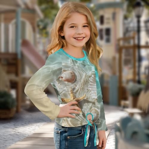 Girls Long Sleeve T-Shirt with Front Tie Children Crewneck Shirt Girls Tunic Tees2