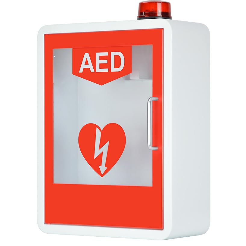An der Wand montierter Herz-Defibrillations-Alarmkasten, Aufbewahrungsschrank für AED-Defibrillatoren aus Kunststoff mit 4 mm dickem, transparentem Fenster, Trennwandposition einstellbar, Doppelscha