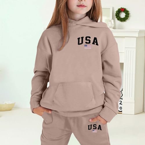 Baggy Sweatsuits for Boys Girls Graphic Letter Print Sweat Shirts and Jogger Pants Oversized Preppy Clothes 2-13Y2