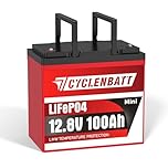 CYCLENBATT 12V 100Ah Mini LiFePO4 Battery, Low-Temp Protection lithium battery 12v Built in 100A BMS, Up to 15000 Deep Cycles, 12v battery Great for Trolling Motor, RV, Camping, Solar System, Off-Grid