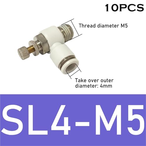 Conector neumático regulable blanco SL4-M5 que optimiza el control de velocidad 3